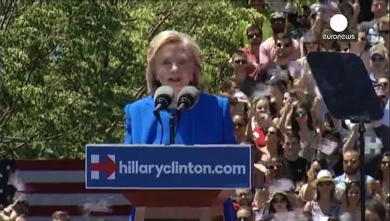 Presidential hopeful Hillary Clinton pledges to help 'everyday Americans' at first major rally