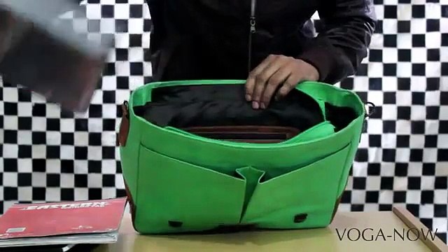 BRUNE CANVAS /LEATHER MESSENGER BAG