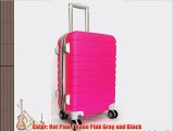 3pc Luggage Set Hardside Rolling 4 Wheel Spinner Upright Carryon Travel Hot Pink