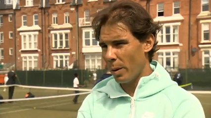 Rafael Nadal plays tennis with kids at Queen's Club. (BBC1, 15/06/2015)