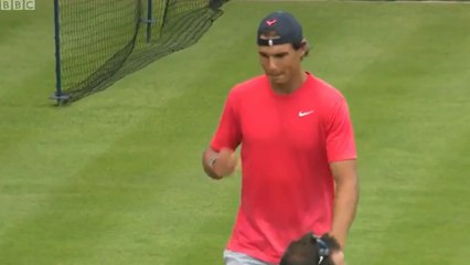 Rafael Nadal's interview for BBC at Queen's Club / + Practice (15/06/2015)