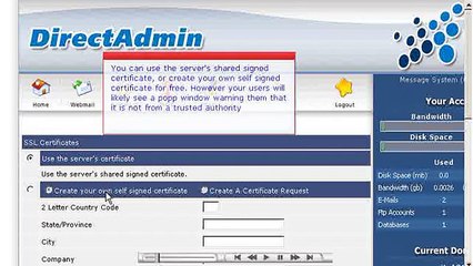 Installing an SSL certificate in Direct Admin