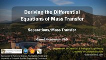 Deriving the Differential Equations of Mass Transfer
