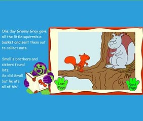 story about Small Squirrel and his granny gathering nuts for the winter