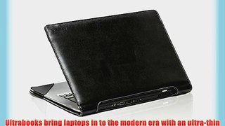 Navitech Black Real Leather Folio Case Cover Sleeve For The Lenovo Yoga 2 11