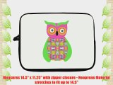 15 inch Rikki KnightTM Green Owl Patchwork Design Laptop Sleeve