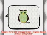 15 inch Rikki KnightTM Green and Brown Deco Owl Design Laptop Sleeve