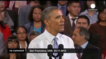 President Obama interrupted by hecklers during speech in San Francisco - no comment