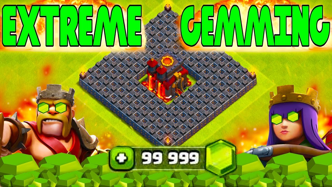 Clash Of Clans - EXTREME! $2600 IN GEMS! Gemming to MAX BASE _FUNNY MOMENTS + MAX LVL DEFENSES_