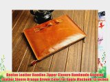 Benfan Leather Handles Zipper Closure Handmade Genuine Leather Sleeve Orange Brown Color For