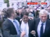 BNP Leader Nick Griffin Pelted With Eggs