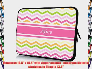 13 inch Rikki KnightTM Alice Pink Chevron Name Design Laptop Sleeve