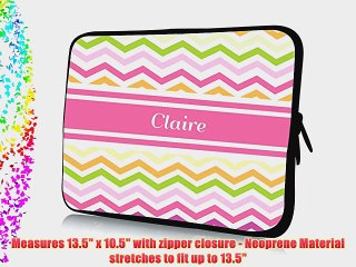 13 inch Rikki KnightTM Claire Pink Chevron Name Design Laptop Sleeve