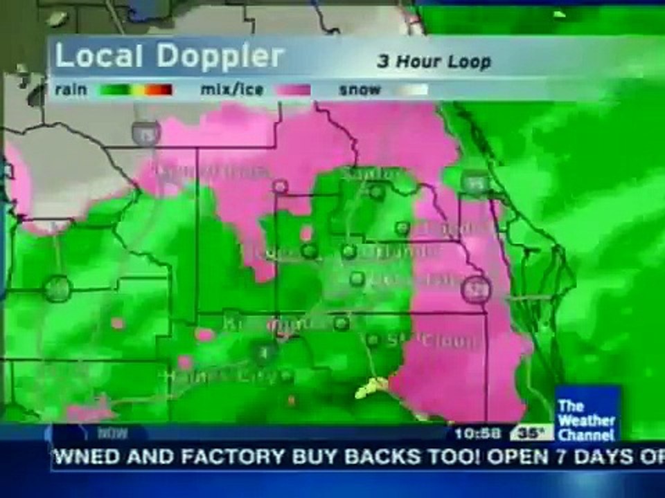 Weather Channel Local on the 8s (1/9/2010) - Florida Ice/Snow