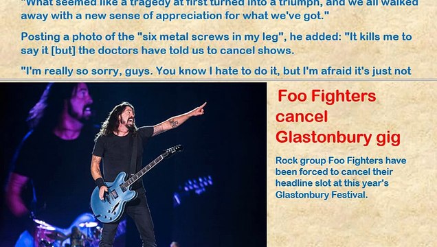 Foo Fighters cancel upcoming shows including Wembley _ Edinburgh_ belgium_ Glastonbury Festival 2015