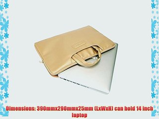 Kinmac Gold Pu Leather Laptop Briefcase 14 Inch Laptop Sleeve 14.1 Inch Dell / Hp /Lenovo/sony/toshiba/ausa