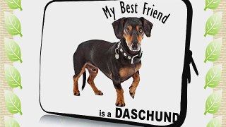 15 inch Rikki KnightTM My Best Friend is a Black Daschund Dog Design Laptop Sleeve