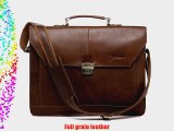 Vicenzo Professional Full Grain Leather Briefcase Messenger Bag / Laptop Bag (Tan)