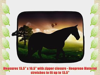 13 inch Rikki KnightTM Horse Silhouette on Green Fantasy Field Design Laptop Sleeve