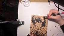 Woodburning of L from Death Note (Speed Drawing)