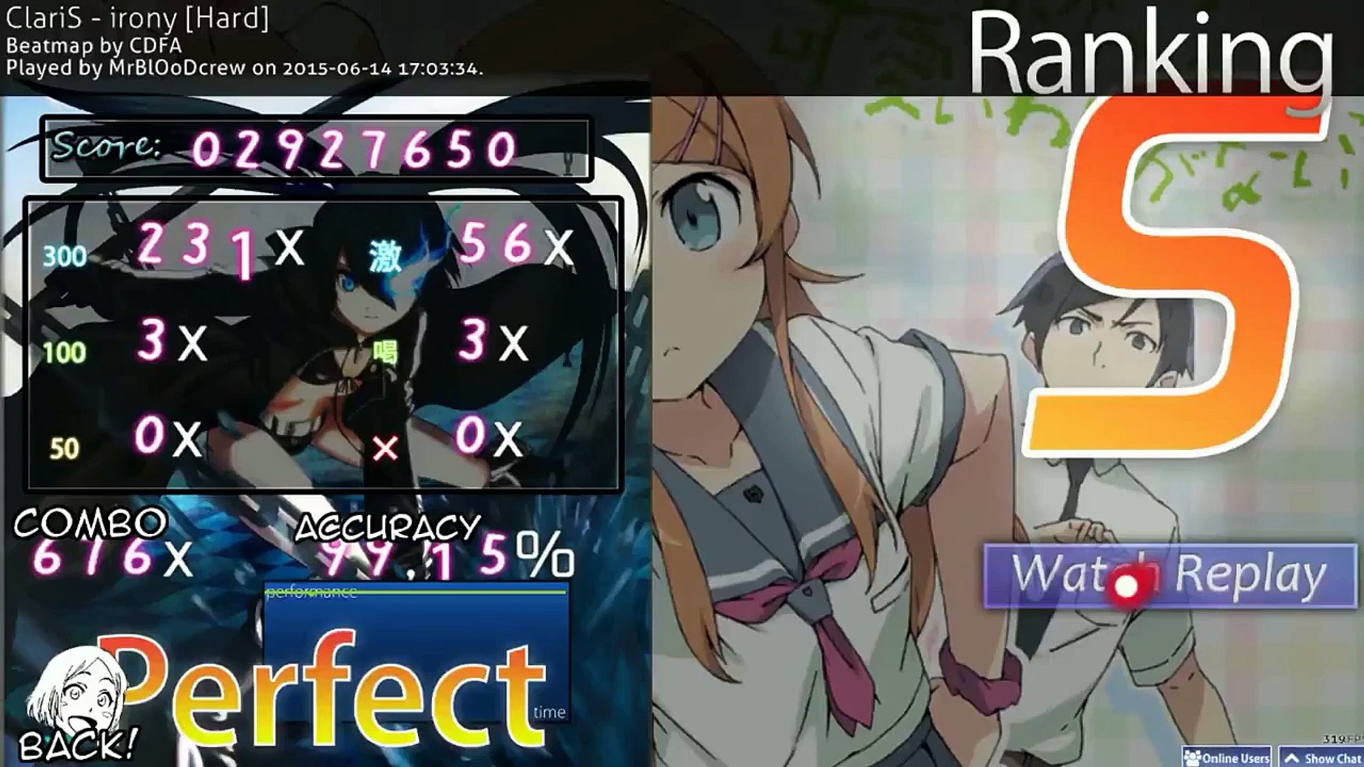Osu Claris Irony Oreimo Theme Hard 99 15 Video Dailymotion