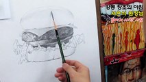 How to draw Hamburger with a pencil / Drawing tutorial/Drawing timelapse/햄버거 1시간 시범 소묘(서은식원장님)