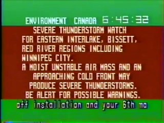 Winnipeg - Environment Canada weather channel (June 22, 1999)