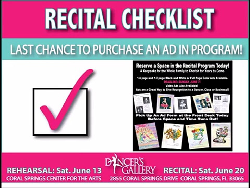 Recital 2015 Checklist - Dancers Gallery