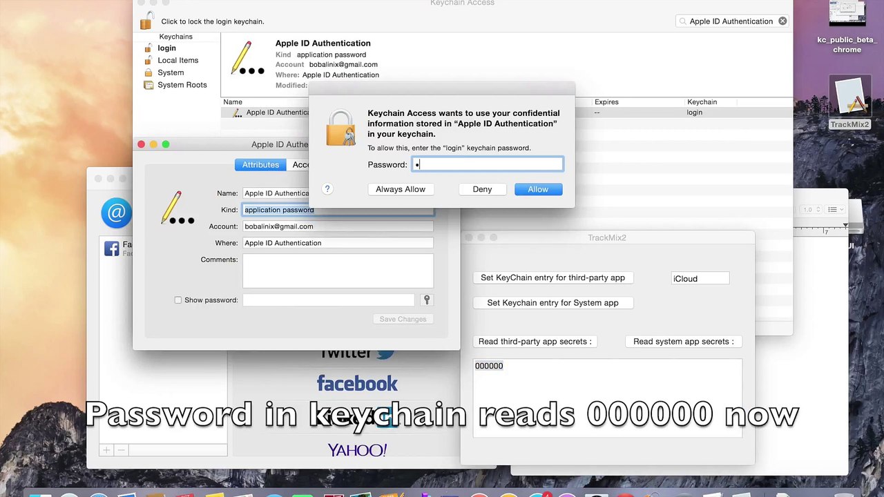 Keychain attack demo steal iCloud authentication token