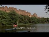 Visitors enjoying boat ride at Purana Qila, Delhi