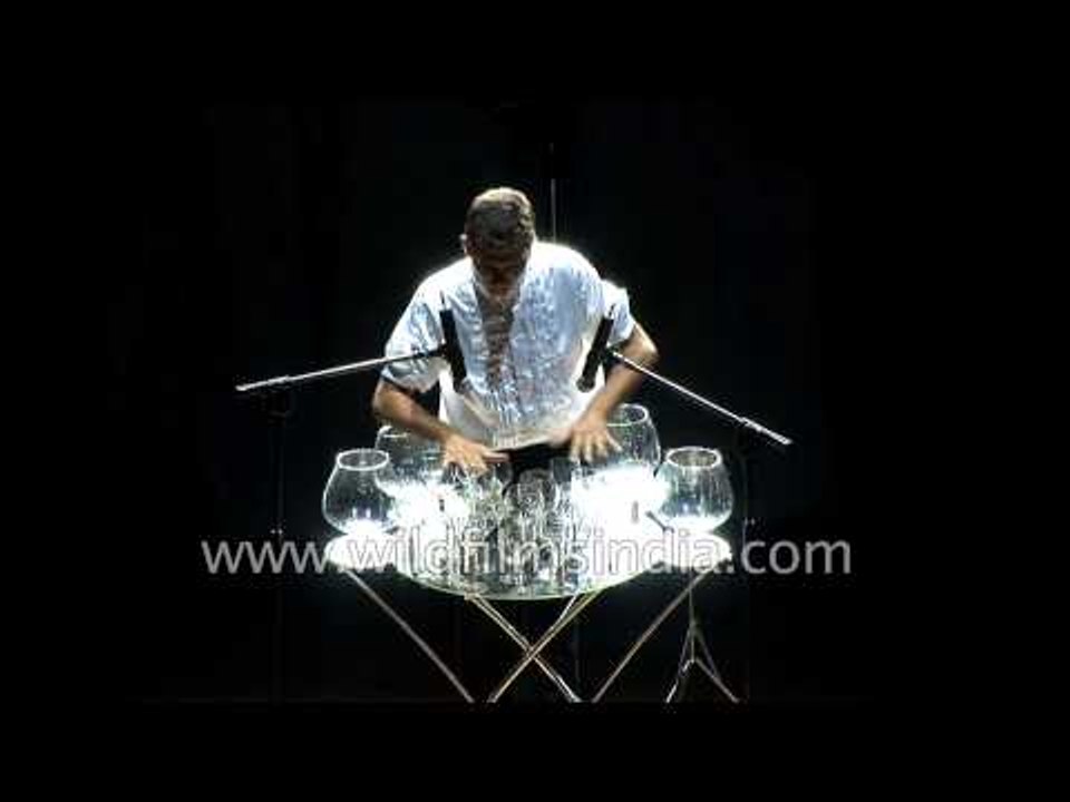 Russian artiste presents wine glass music