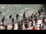 Naga Sadhus take a holy dip in River Ganges - Haridwar