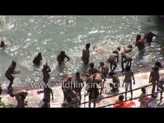 Naga Sadhus take a holy dip in River Ganges - Haridwar