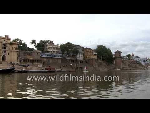 Rowing on the waters of holy river Ganges in Varanasi