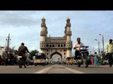 Fast street traffic at Char Minar, Hyderabad - Time lapse