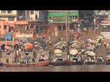 Rowing boat on the holy Ganges River in Varanasi