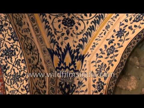 Exquisitely painted walls and ceilings of Samode Palace, Jaipur