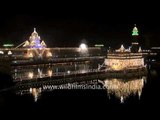 Golden Temple illuminated during night in Amritsar, Punjab