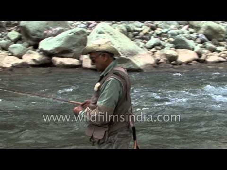 Anglers with fishing rod get down for fishing:...