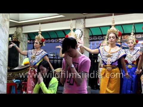 Erawan shrine women dancers in Bangkok