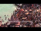 Devotees take holy dip in river Ganges - Maha Kumbh mela, Haridwar