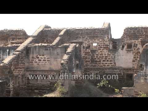 Old broken stone buildings in a Village in the Rann of Kutch