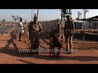 Security forces at the entrance of Shravanabelagola Temple, Karnataka