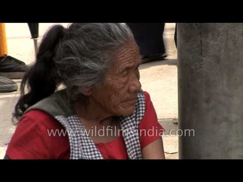 Women selling flowers at a local market in Kathmandu - Nepal