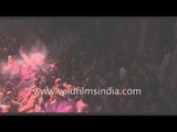Indian revelers celebrate Holi at Banke Bihari temple - Vrindavan