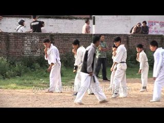 Young Nepali kids learning Taekwondo at a self-defense course in Nepal