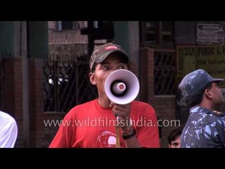 Heavily-built up Kathmandu: Street action at a market in Nepal