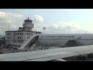 Flight landing at Bagdogra airport - India