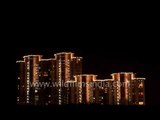 New India's high rise buildings decorated with lights at Diwali - Delhi