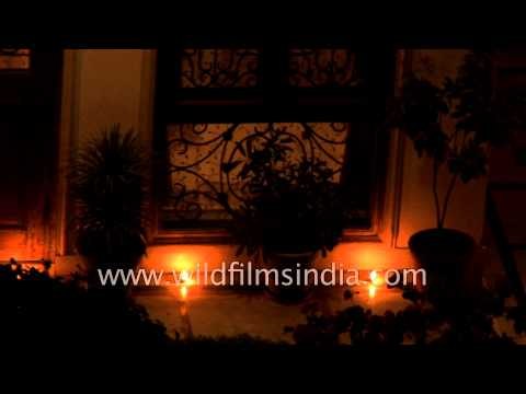 People Bursting Crackers On Occasion Of Diwali Festival